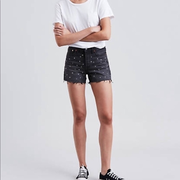 Levi’s High Rise Wedgie Short Bling Bling Blk 29 - Picture 2 of 6